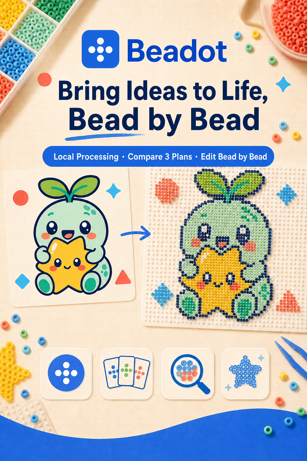 Beadot promotional poster: bring ideas to life, bead by bead